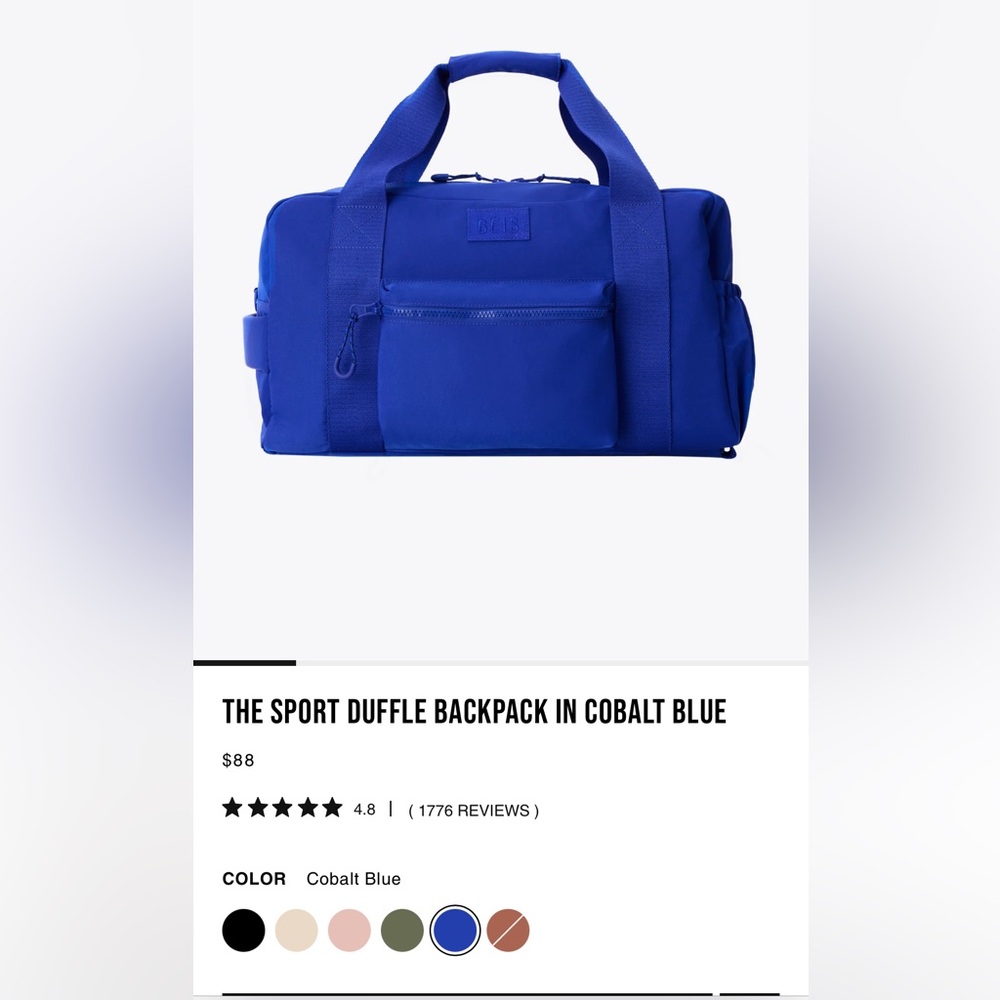Beis sport duffle backpack cobalt blue